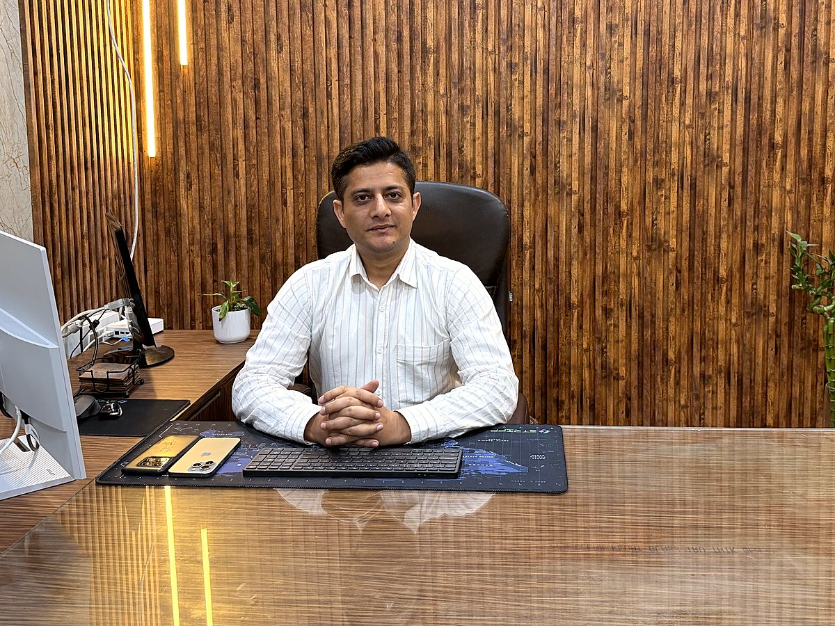 Advocate Narinder Kumar at his office desk